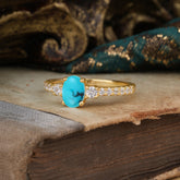 1 Carat Oval Cut 4 Prong Three Stone Turquoise Promise Ring Classic Wedding Ring